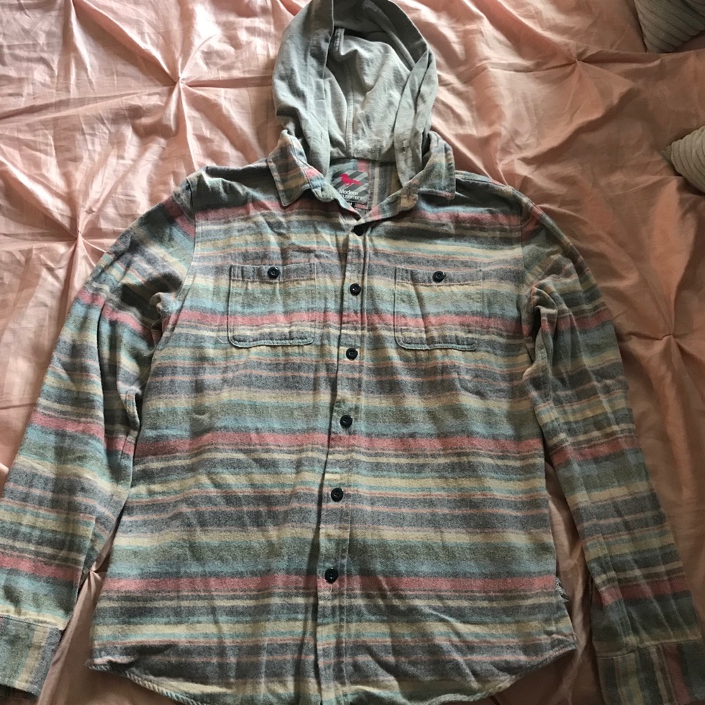 PACSUN Button Down Shirt With Hoodie Men’s Medium